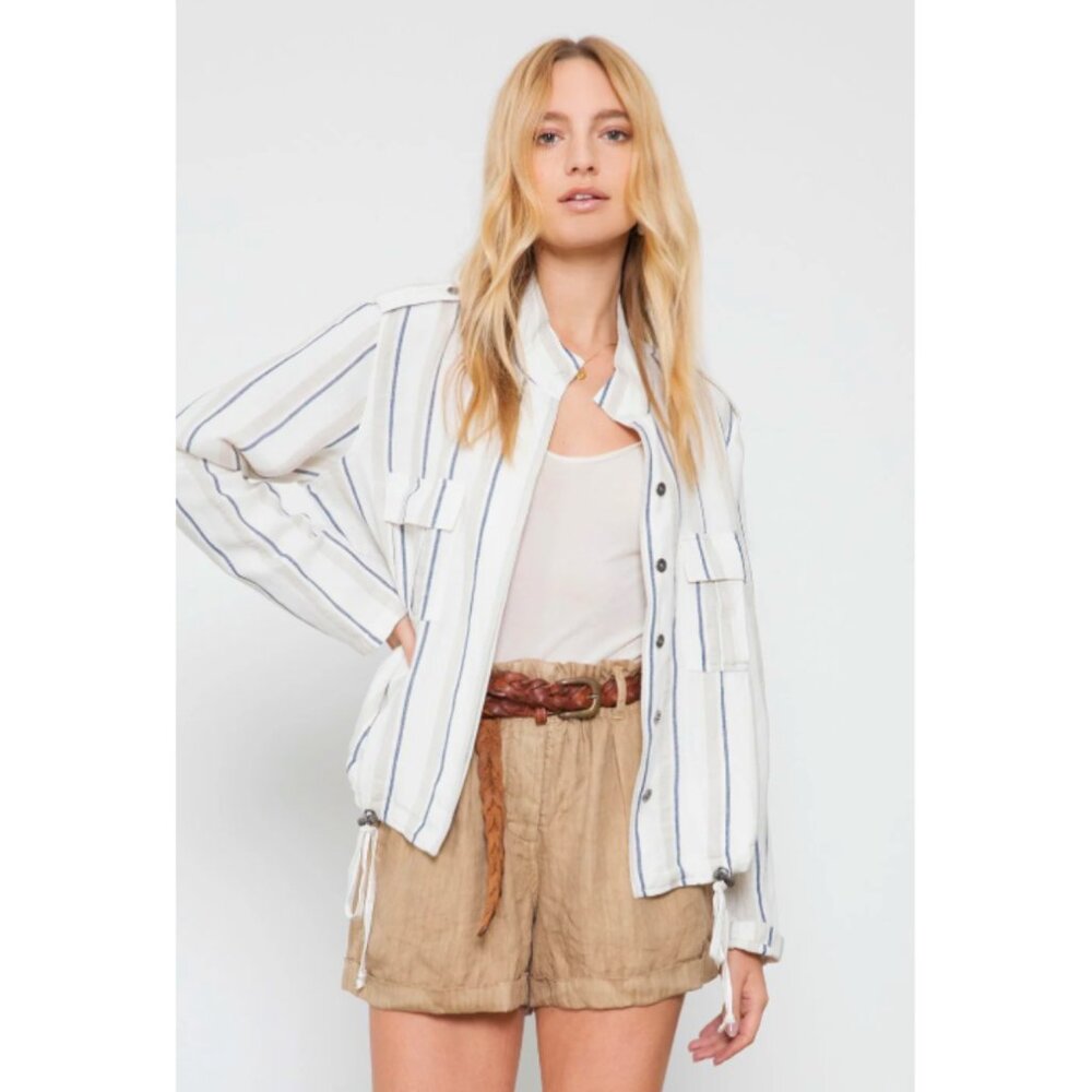 NEW Rails Rowen Linen Jacket Coco Stripe